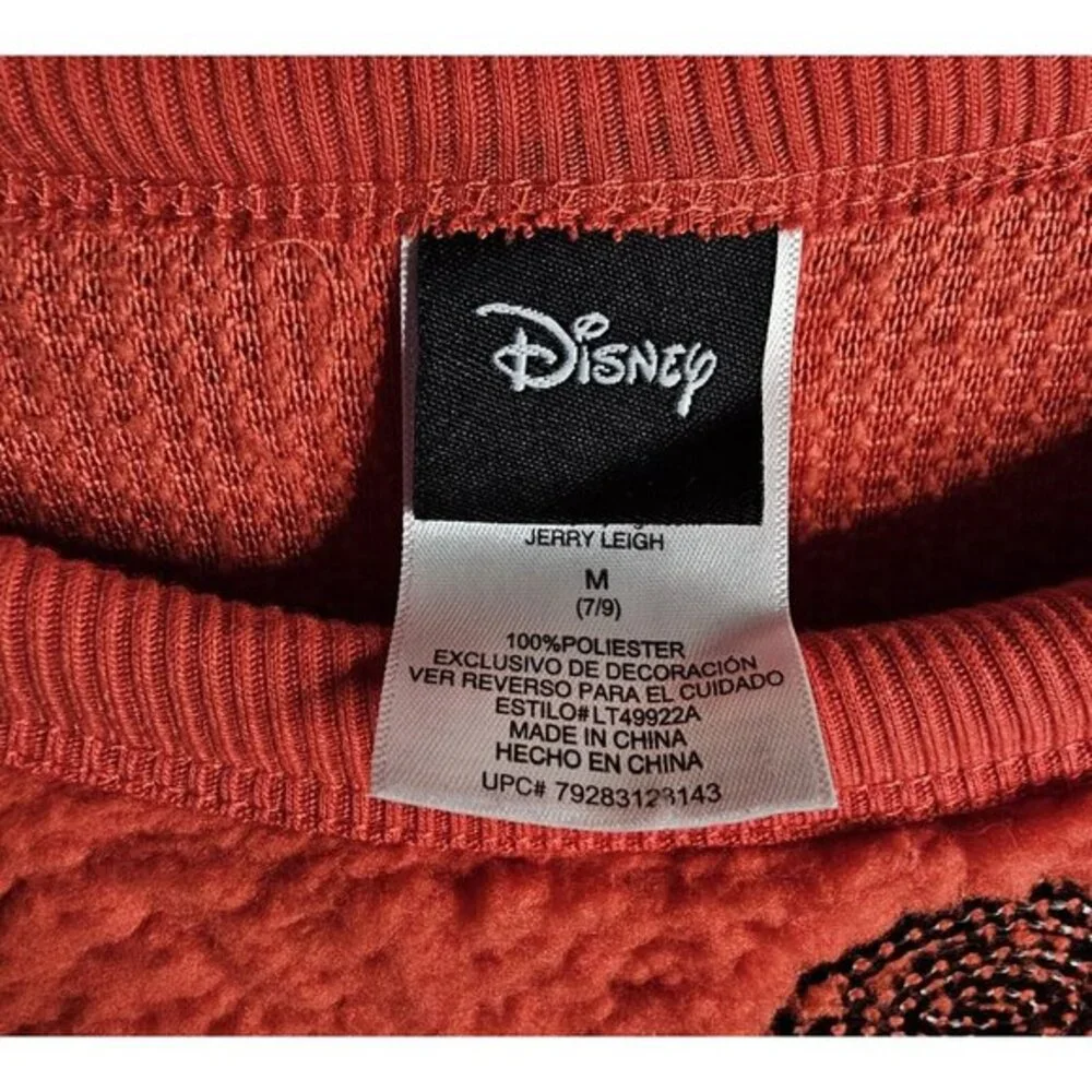 Disney Mickey‎ Mouse Juniors Red Sequined Sherpa Sweater Size M 7/8